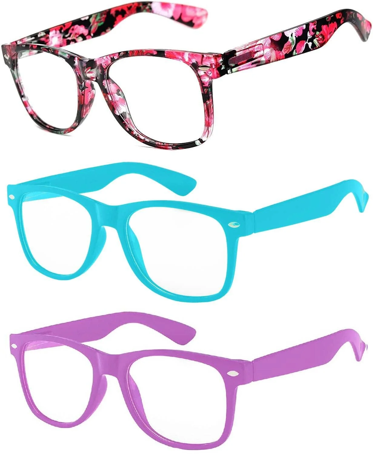 3 Pairs Kids Clear Lens Glasses Protect Child